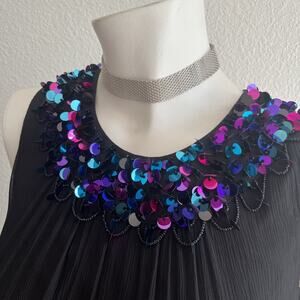 Betsey Johnson Holiday Party 100% Silk Cocktail Dress Size 6 Sequin Mermaid